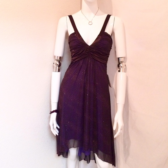 Jodi Kristopher Dresses & Skirts - Jodi Kristopher Sparkling Deep Purple V-Neck High-Low Dress